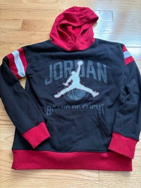 Jordan Black Hoodie with Red & White Accents
